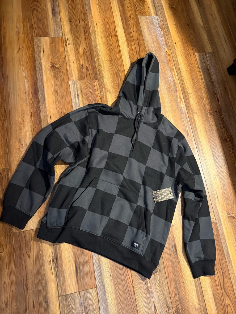Vans Black & Charcoal Checkerboard Zip Hoodie NWT